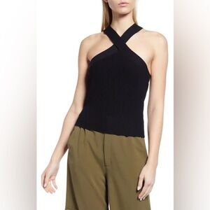 NWT HALOGEN Cross Neck Halter Sweater Tank